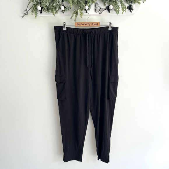 Koolaburra by UGG Brushed Cargo Tapered-Leg Pant Black Size XL 98032 - Picture 1 of 3